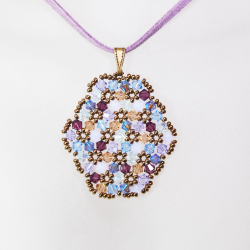 Pendant 40cm - Shea Oval-Mauve Suedine - Pendant 40cm - Laiton bronze